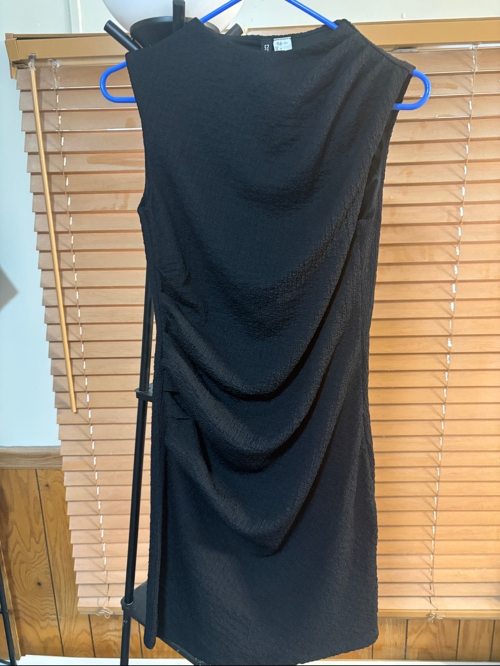 Sleeveless Black Draped Cocktail Dress